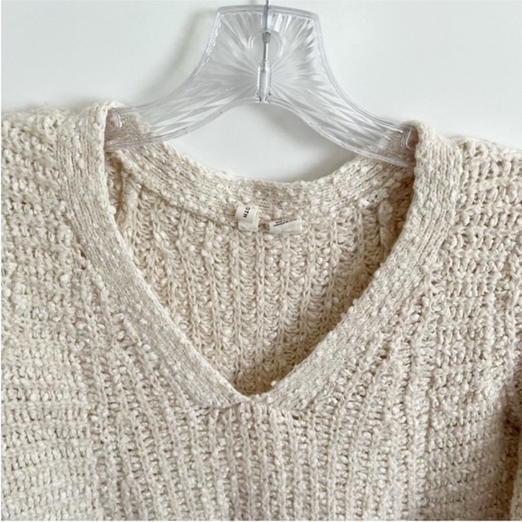 Anthropologie Moth Zipped Stitch sweater oatmeal beige knit wool alpaca swing - Picture 6 of 11